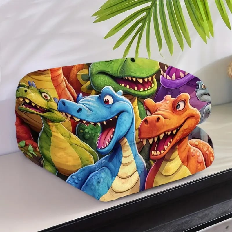 🔥🔥Špeciálna ponuka - 49% ZĽAVA☁ Mäkká a zábavná deka s roztomilým vzorom usmievavého dinosaura, digitálna potlač s vysokým rozlíšením, flanelový materiál.