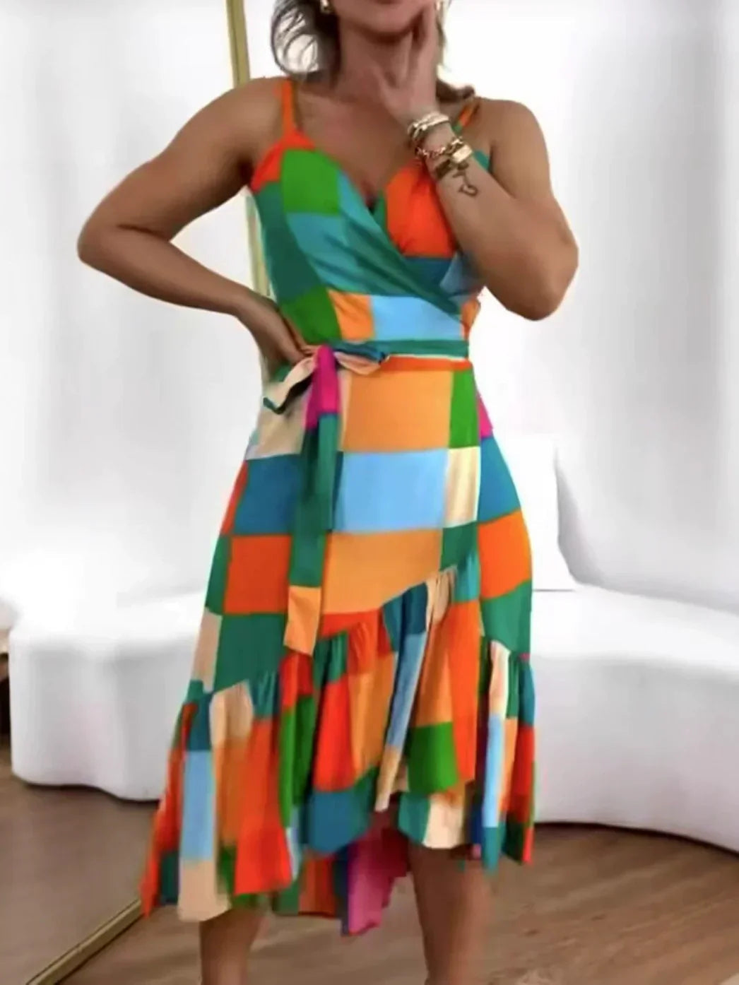 👗Dámske ležérne letné tunikové šaty so zberaným strihom a potlačou