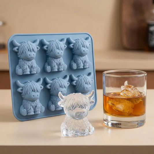 🐮 Mini forma na ľad s motívom kravy z horskej vysočiny – roztomilý 3D ľad na nápoje, párty a darčeky