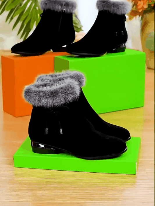 🔥[Akce]Měkké kožené kotníkové boty na středním podpatku - elegantní, pohodlné a ideální na podzim a zimu!