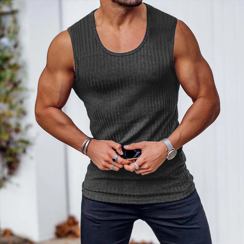 2026 Pánske rebrované pletené tielko slim fit