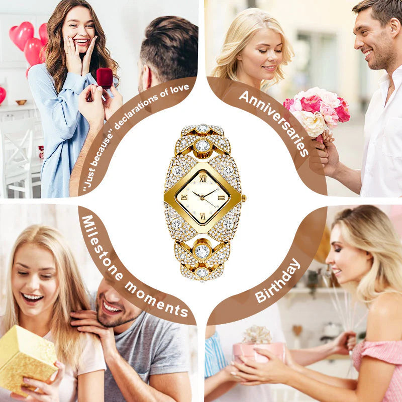 Dámske vintage quartzové hodinky s diamantmi