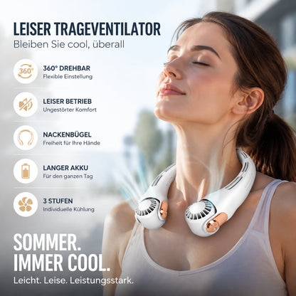 Tichý prenosný ventilátor na krk na leto