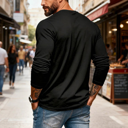 Pánske tričko s dlhým rukávom - priedušný polyester, zapínanie na gombíky, náprsné vrecko, pohodlný strih, ľahká údržba, každodenný štýl