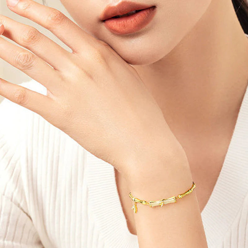 Dámsky bambusový náramok s retiazkou