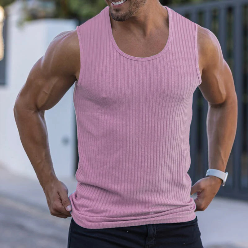 2026 Pánske rebrované pletené tielko slim fit