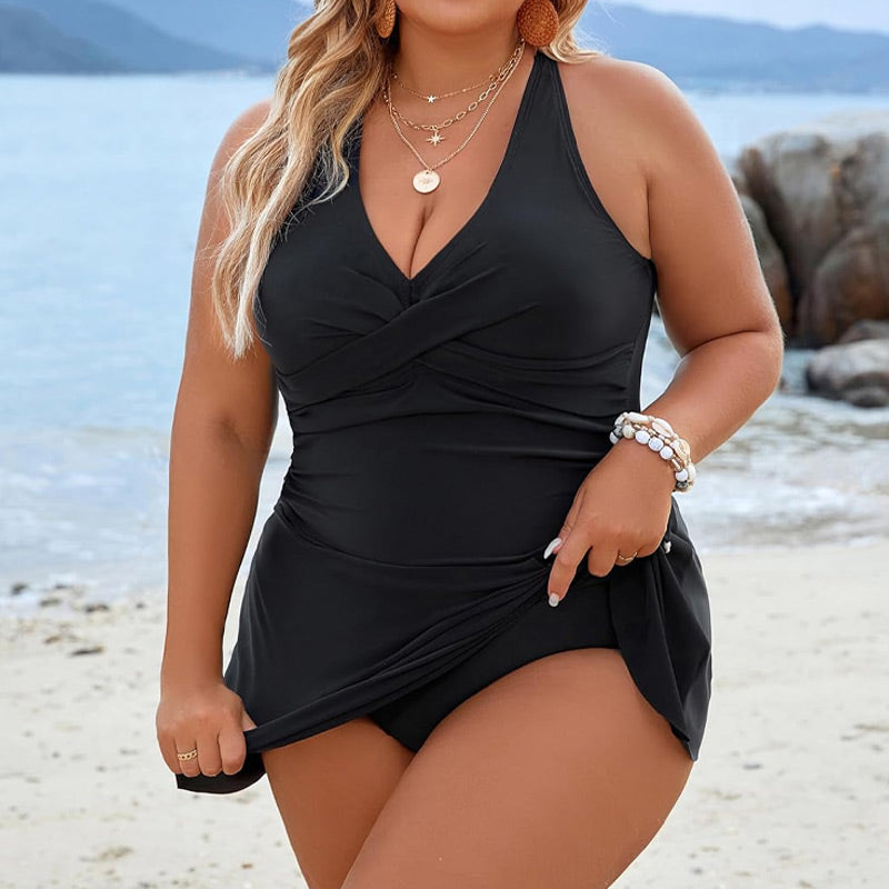 2025 Női Plus Size Halter nyakú egyrészes fürdőruha