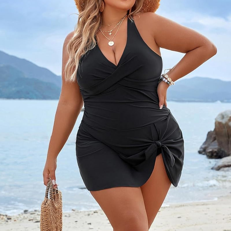2025 Női Plus Size Halter nyakú egyrészes fürdőruha