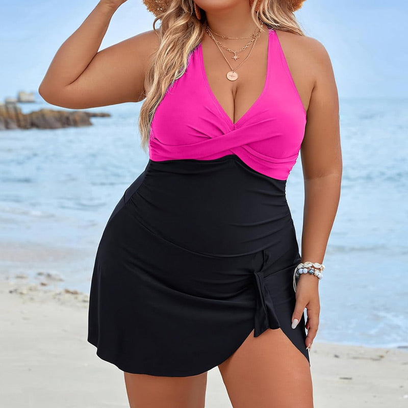 2025 Női Plus Size Halter nyakú egyrészes fürdőruha