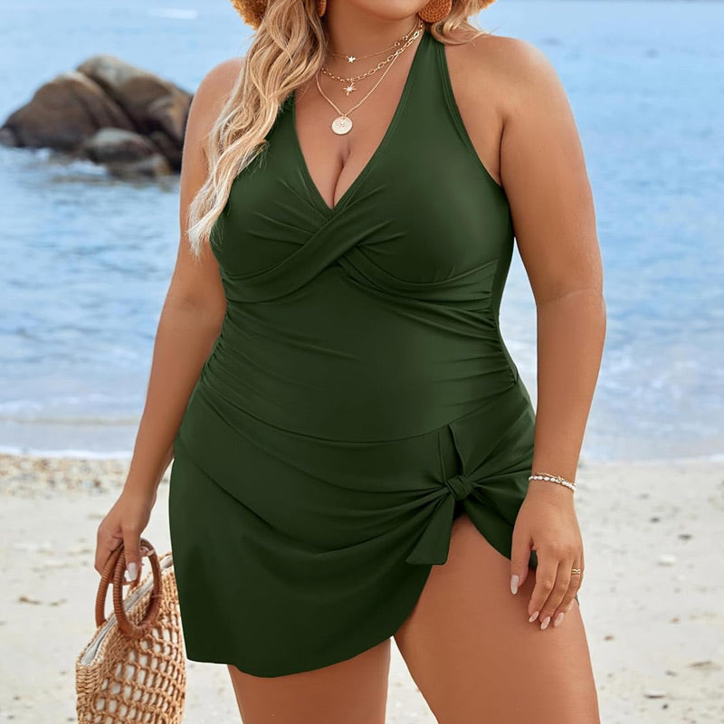 2025 Női Plus Size Halter nyakú egyrészes fürdőruha