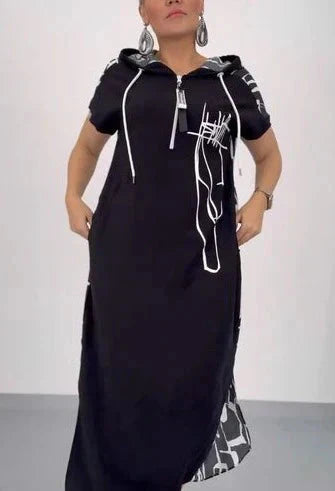 🔥👗Cipzáras maxiruha kapucnival
