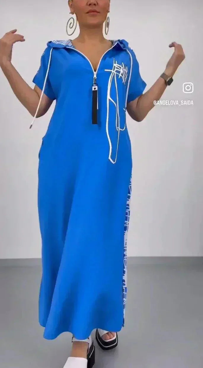 🔥👗Cipzáras maxiruha kapucnival