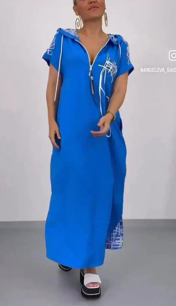 🔥👗Cipzáras maxiruha kapucnival