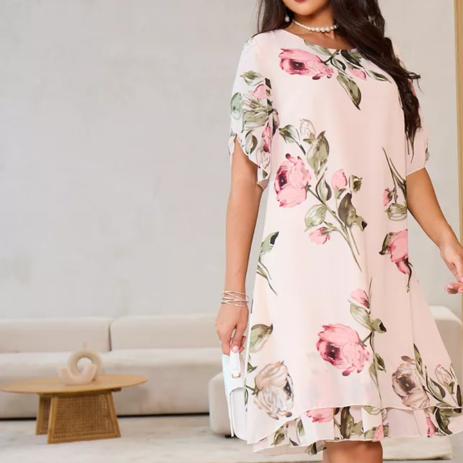 💕Píros szirmú sifon ruha