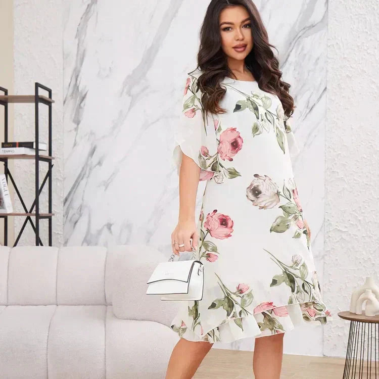 💕Píros szirmú sifon ruha