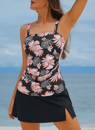🌸Női Vintage hasi ellenőrzés két darab Tankini fürdőruhák
