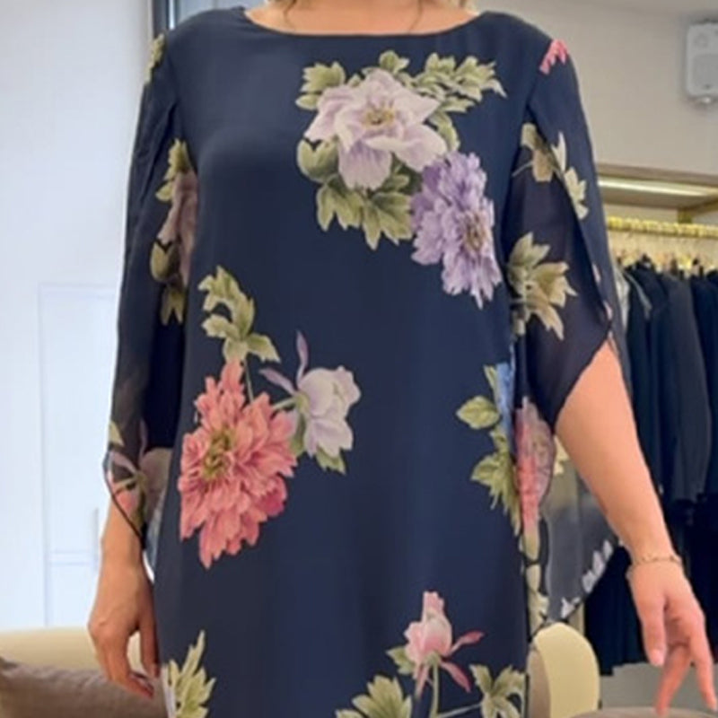 🌺Női Elegáns Crew nyakú nyomtatott hosszú ruha