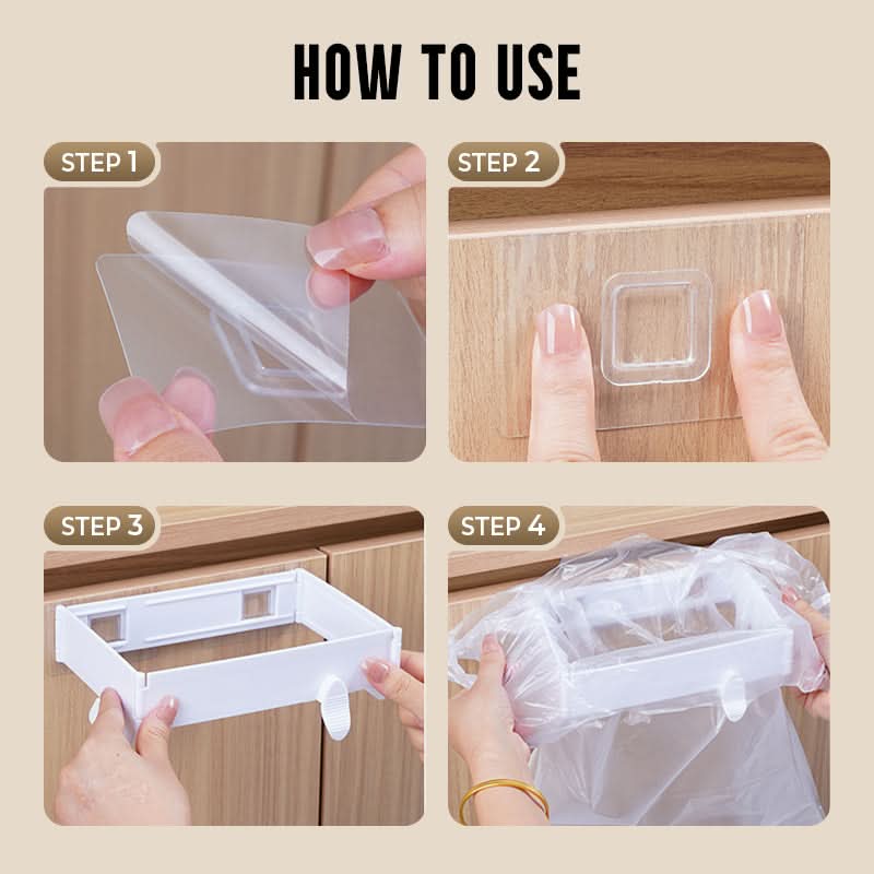 Skladací držiak na odpadkové vrecia na montáž na stenu, nie je potrebné vŕtanie