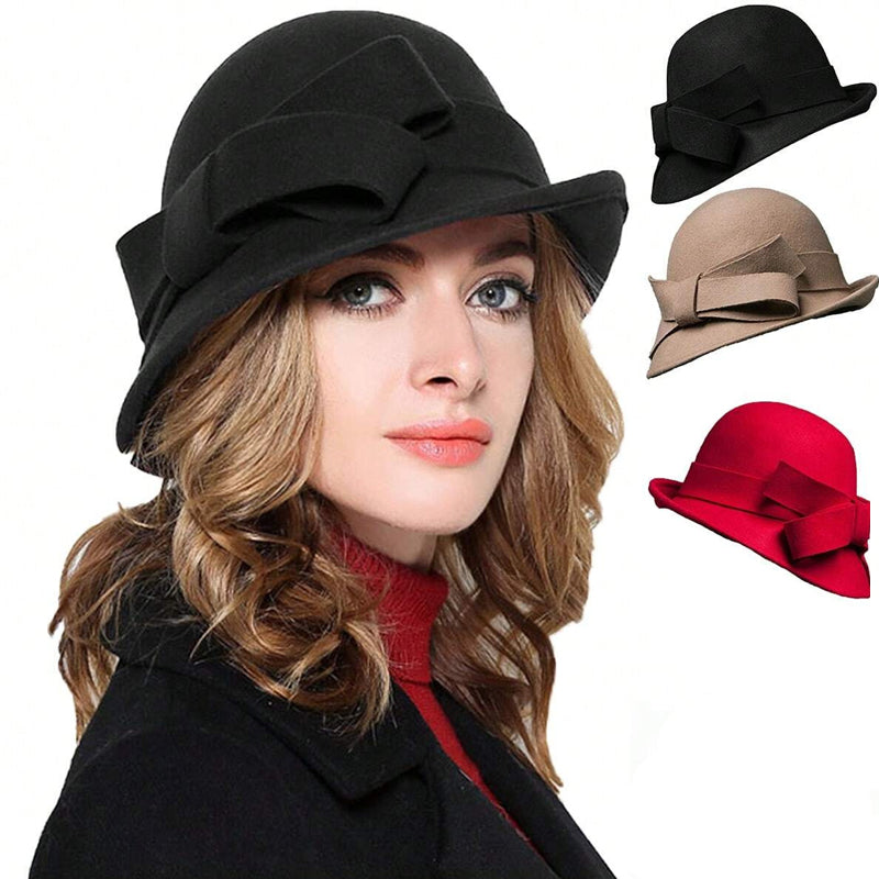 Dámský vintage klobouk s mašlí na boku